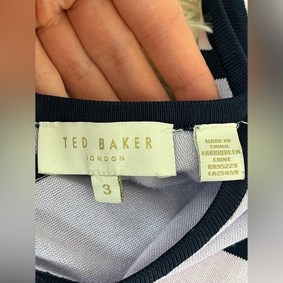 Ted Baker London Pink Yellow Izlie Striped Sheath Dress v neck viscose SZ 3 or M - Picture 8 of 10